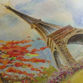 Festett kép az Eiffel-torony (órával) (90x30 cm)