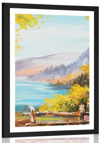 Poszter olajfestmény egy hegyi tóról
