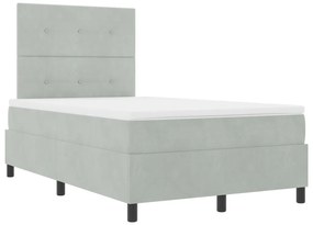 Boxspring Ágy Mattal Világosszürke Kicsi Dupla Bársonyos