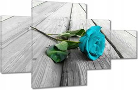Vászonkép 130x80 Kék rózsa a deszkákon