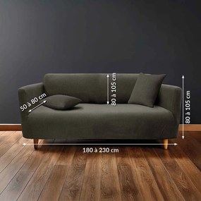 Antracitszürke háromszemélyes gumis kanapé huzat Sacha – douceur d'intérieur