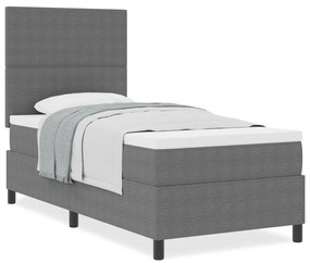 Box Spring Ágy Matraccal Világosszürke Egyszemélyes Kordbársony Anyaggal