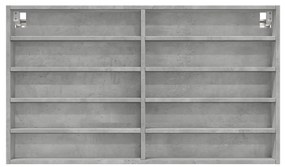 betonszürke szerelt fa vitrinszekrény 100 x 15 x 58 cm