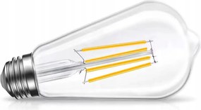 Dekoratív Led izzó E27 6W Meleg 2800K Filament Dekoratív izzó 6x13cm