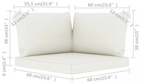 3 db krémfehér szövet raklapkanapé-párna