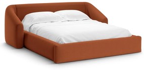 Téglavörös kárpitozott ágyneműtartós franciaágy ágyráccsal 200x200 cm Campi – Cosmopolitan Design