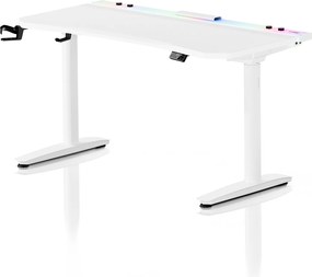 Elektromos RGB gamingasztal tartókkal, fehér, 140 cm: Diablo X-Forge 1400