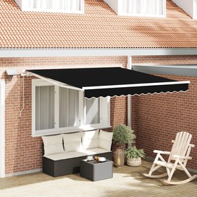 Manuális behúzható napellenző LED-del fekete 300x250 cm