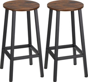 HOMCOM 2db Magas Konyhai Szekrény 65 cm, Bárszékek Acél Lábbal és Lábpihentővel, Tágas Nappaliba vagy Étkezőbe, Terhelhetőség 75 kg | Aosom