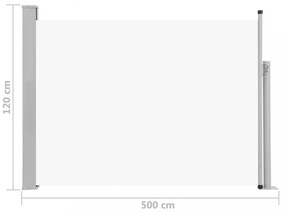 krémszínű behúzható oldalsó teraszi napellenző 120 x 500 cm