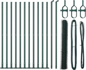 vidaXL Kerítésoszlop Zöld 25 x 0,8 m (36 mm háló) Acél és PVC