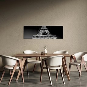 Kép - Eiffel-torony, fekete-fehér (órával) (90x30 cm)