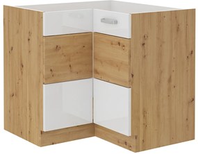 Sarok alsó konyhaszekrény Arryn 90 x 90 DN 2F BB (artisan tölgy + fehér fényes). 1024673