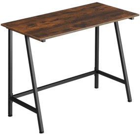 tectake 404421 newton íróasztal 100x50x77cm - ipari sötét fa, rusztikus