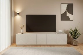 Asha TV-szekrény 200 cm ötajtós, bordázott előlap - kasmír