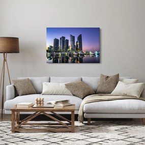 Jachtok és felhőkarcolók képe (90x60 cm)