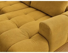 Mustársárga kinyitható-tárolóhelyes sarokkanapé (bal oldali-U alakú) Fuji – Bobochic Paris