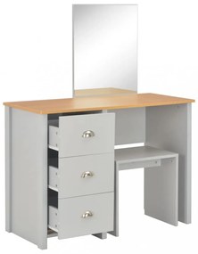 szürke öltözőasztal tükörrel és ülőkével 104 x 45 x 131 cm