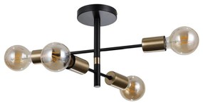 ITALUX PND-4025-4-BL-HBR PIANSI Vintage Mennyezeti Lámpák Matt Fekete, Mézédes, Sárgaréz E27 IP20