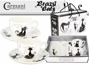 Porceláncsésze+alj 250ml, 2 személyes szett,fekete macskás