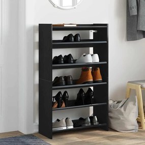 fekete szerelt fa cipőtároló szekrény 60x25x100 cm