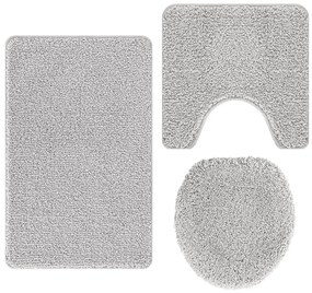 Csúszásmentes fürdőszőnyeg készlet 3 pcs Szürke 50 x 50 cm PP