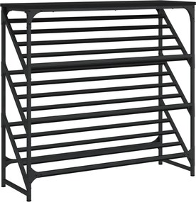 vidaXL fekete szerelt fa cipőtartó 90x30x85 cm