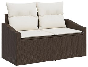 5 részes Kerti Sofa Szett Párnákkal Barna Poli Rattan