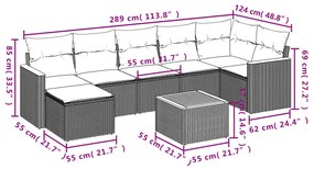 8 részes bézs polyrattan kerti ülőgarnitúra párnával