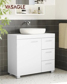 Mosdó alatti fürdőszobai szekrény 3 fiókkal, felhőfehér