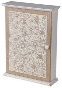 Fa fali kulcsos szekrény 6 akasztóval virágos mintával