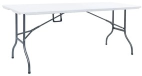 fehér HDPE összecsukható kerti asztal 180 x 72 x 72 cm