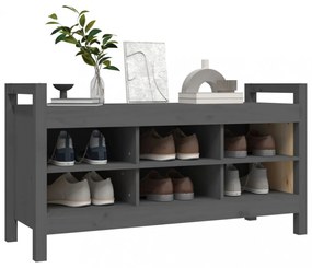 szürke tömör fenyőfa előszoba pad 110 x 40 x 60 cm