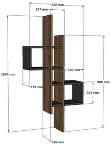 Fali polc EMSE 108x53,8 cm barna/antracit