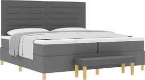 vidaXL Boxrugós ágy matracmal Sötétszürke 200 x 200 cm szövet