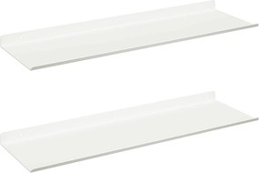 vidaXL Lebegő polc Falra szerelhető 2 pcs Fehér 60 x 18 x 2,5 cm Acél