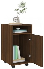 barna tölgy színű szerelt fa kisszekrény kerekekkel 33x38x60 cm