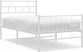 vidaXL fehér fém ágykeret fej- és lábtámlával 90x200 cm