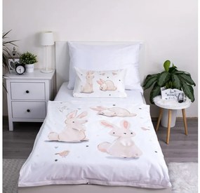 Pamut ágynemű babaágyba BUNNIES fehér Ágyneműhuzat mérete: 40 x 60 cm | 100 x 135 cm