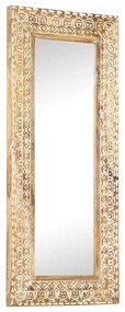 kézzel faragott tömör mangófa tükör 110 x 50 x 2,6 cm