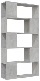 betonszürke térelválasztó könyvszekrény 80 x 24 x 155 cm