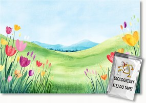 Fotótapéta Flizelina Gyerekek Tájkép Rét Színes Virágok 416x290 ragasztó