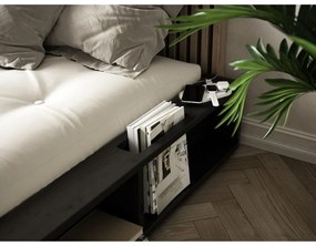 Ziggy fekete kétszemélyes tömörfa ágy tárolóhellyel, 140 x 200 cm - Karup Design