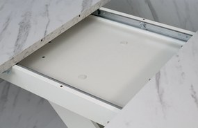 PEPAX kihúzható étkezőasztal - fehér márvány / fehér
