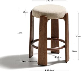 Bézs-sötét natúr színű kőrisfa bárszék (ülésmagasság 65 cm) Granite – Kave Home