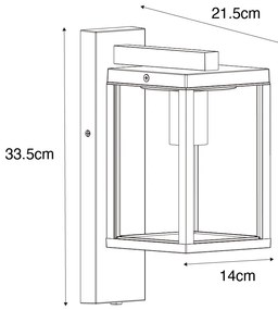 Kültéri fali lámpa fekete bordázott üveggel és szürkületi érzékelővel - Charlois