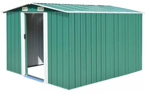 zöld fém kerti fészer 257 x 298 x 178 cm