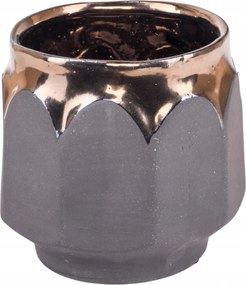 Modern Kerámia kaspóvédő kerek arany-szürke Lava M 13 cm