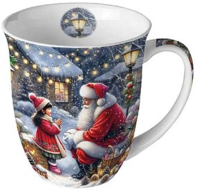 Karácsonyi télapós porcelán bögre Talking to Santa