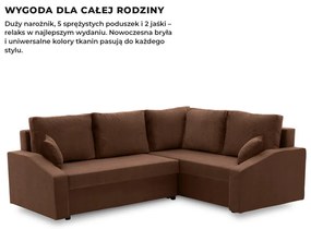 Grande Plus sarokkanapé, jobboldali, szövet anyag, barna